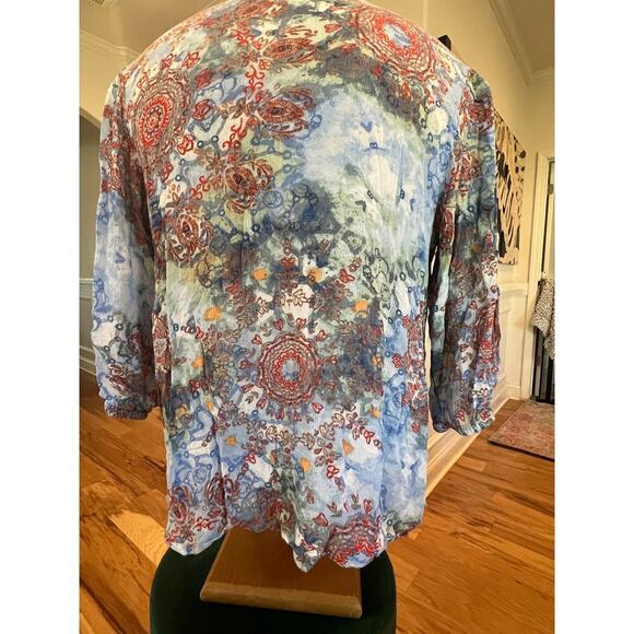 A.N.A. BLOUSE TOP 3/4 SLEEVE MANDALA DESIGN WOMENS PLUS SIZE XXL - Picture 6 of 8